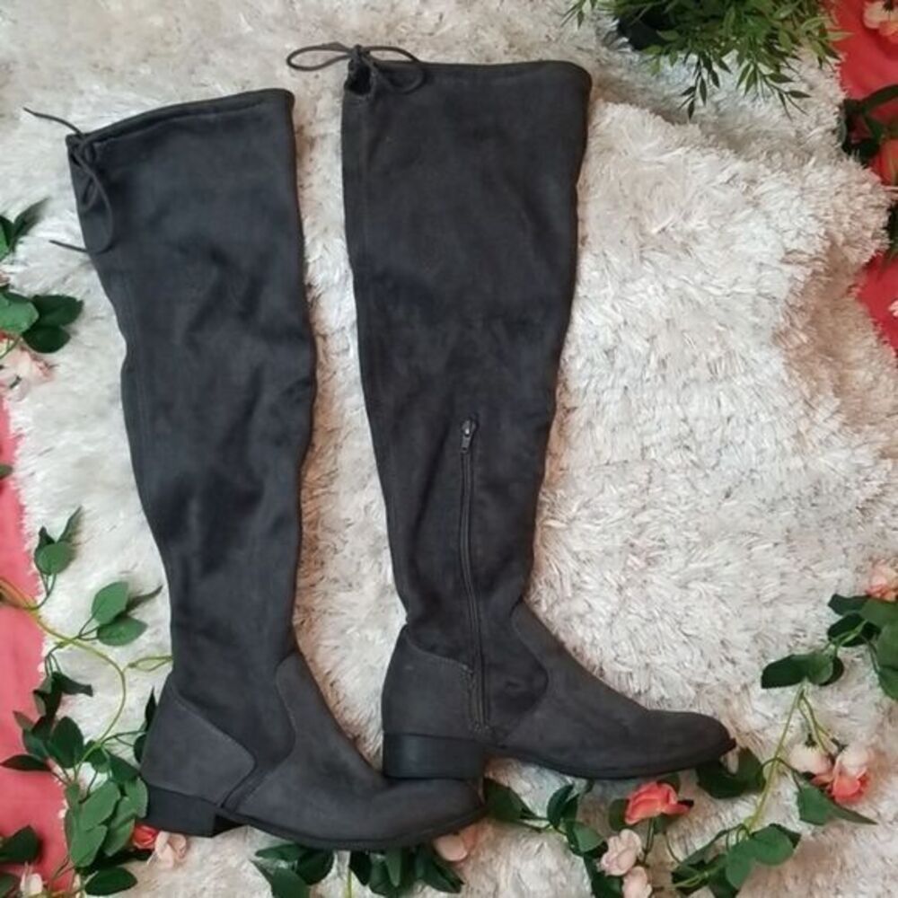 Fioni Over the knee Faux suede Sock Grey Boots Size 8.5